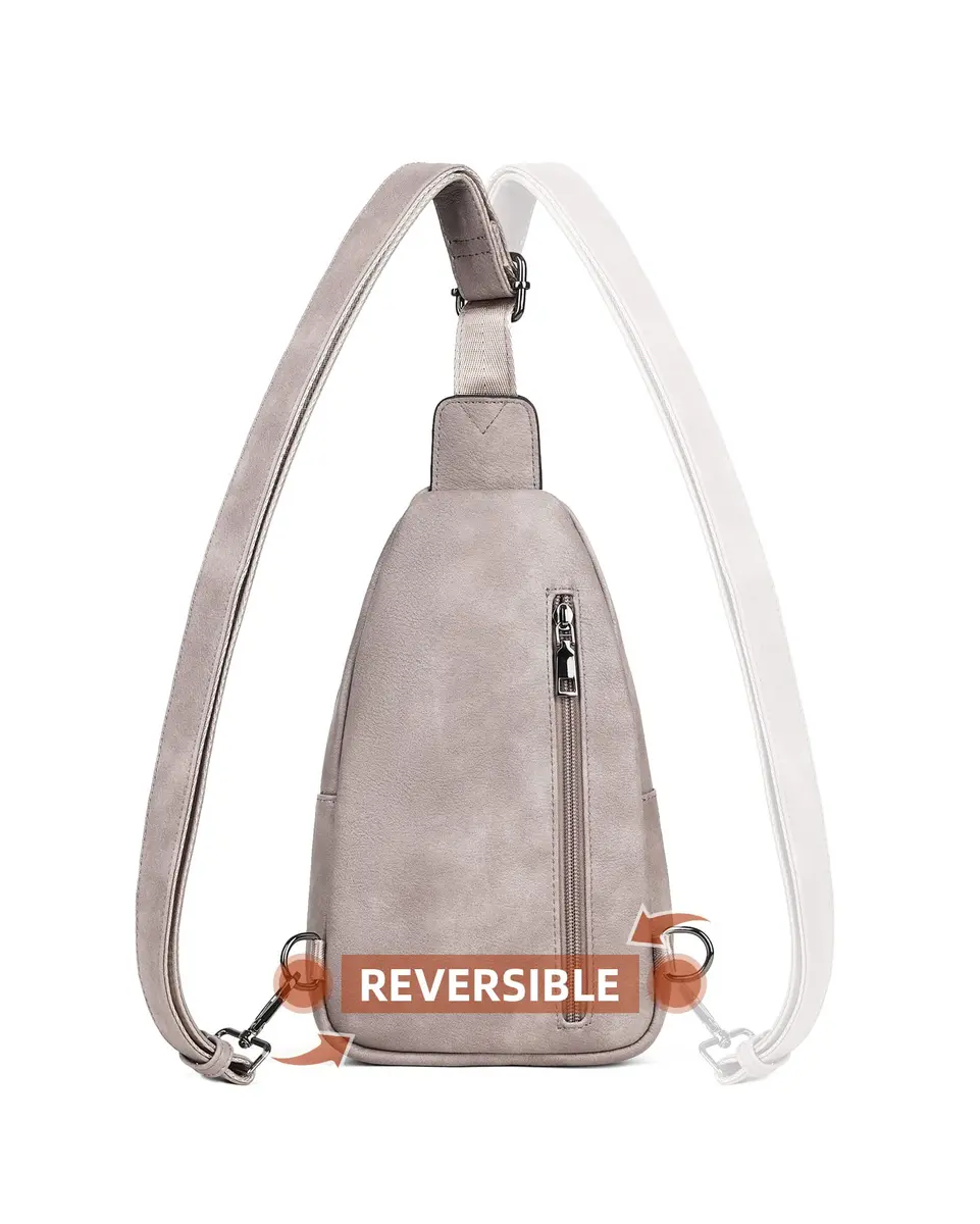 MASINTOR Sling Bag for Women, Grey | Adjustable Faux Leather Crossbody & Fanny Pack - view 5