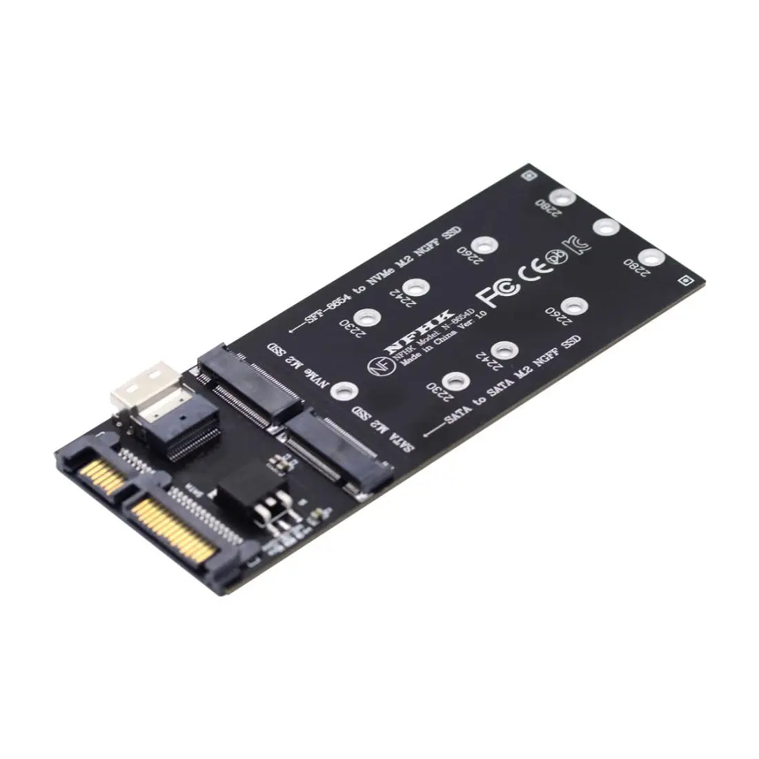 chenyang M.2 NVME PCIe SSD to SFF-8654 & NGFF SATA SSD to SATA Combo Adapter | PCIe 3.0 x4 - main product image