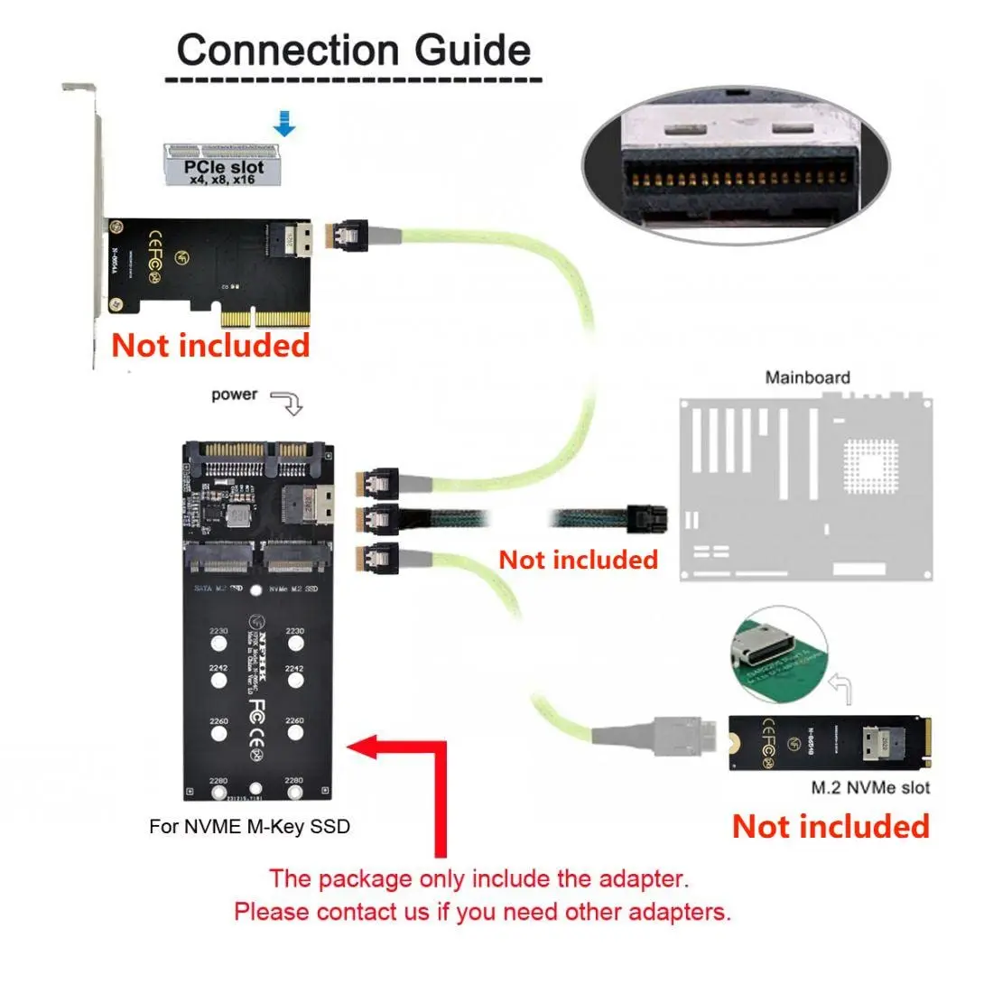 chenyang M.2 NVME PCIe SSD to SFF-8654 & NGFF SATA SSD to SATA Combo Adapter | PCIe 3.0 x4 - view 5