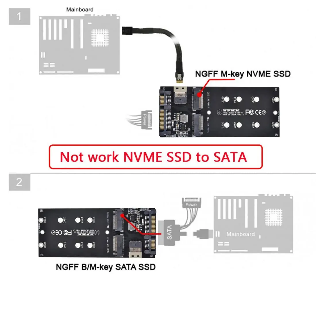 chenyang M.2 NVME PCIe SSD to SFF-8654 & NGFF SATA SSD to SATA Combo Adapter | PCIe 3.0 x4 - view 2