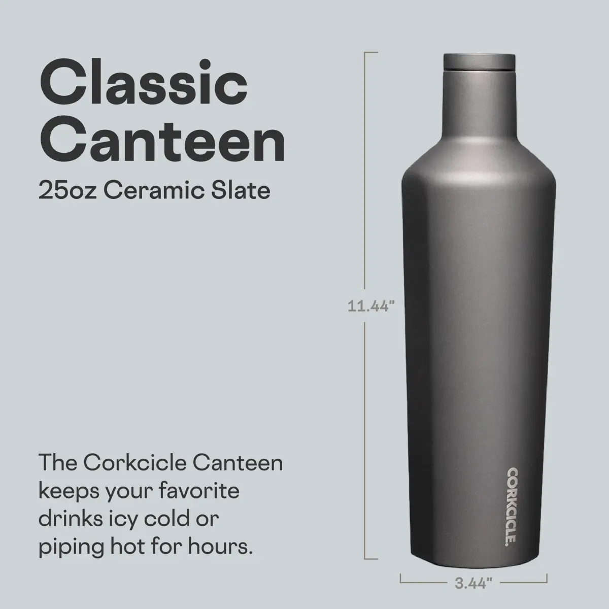 Corkcicle Classic Canteen 25 oz (740 ml) Triple Insulated Bottle | Ceramic Slate - view 2