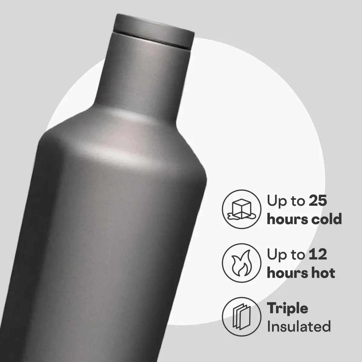 Corkcicle Classic Canteen 25 oz (740 ml) Triple Insulated Bottle | Ceramic Slate - view 3
