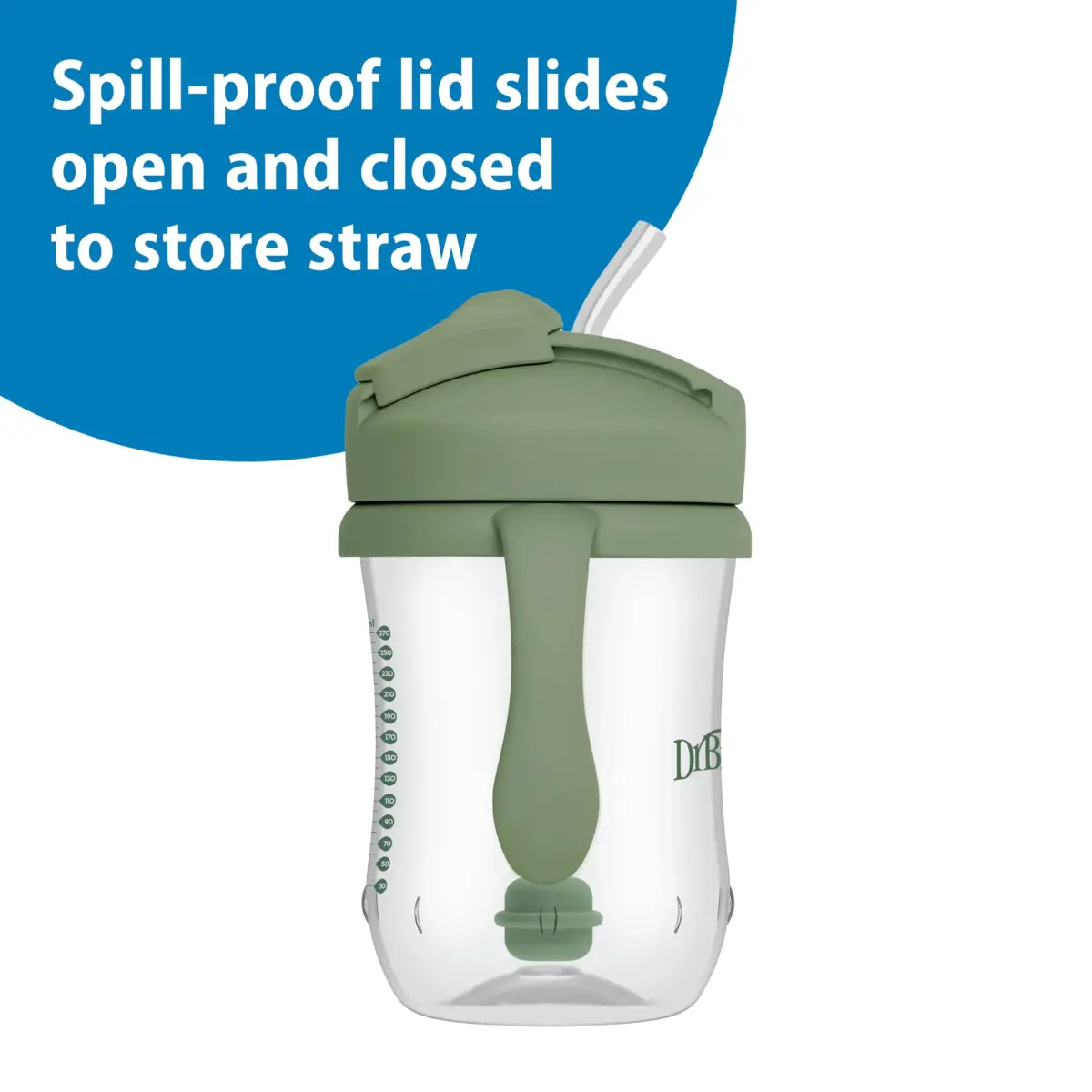 Dr. Brown's Milestones Baby's First Straw Cup, Olive Green, 270ml (9 oz) | Spill-Proof & BPA-Free - view 4