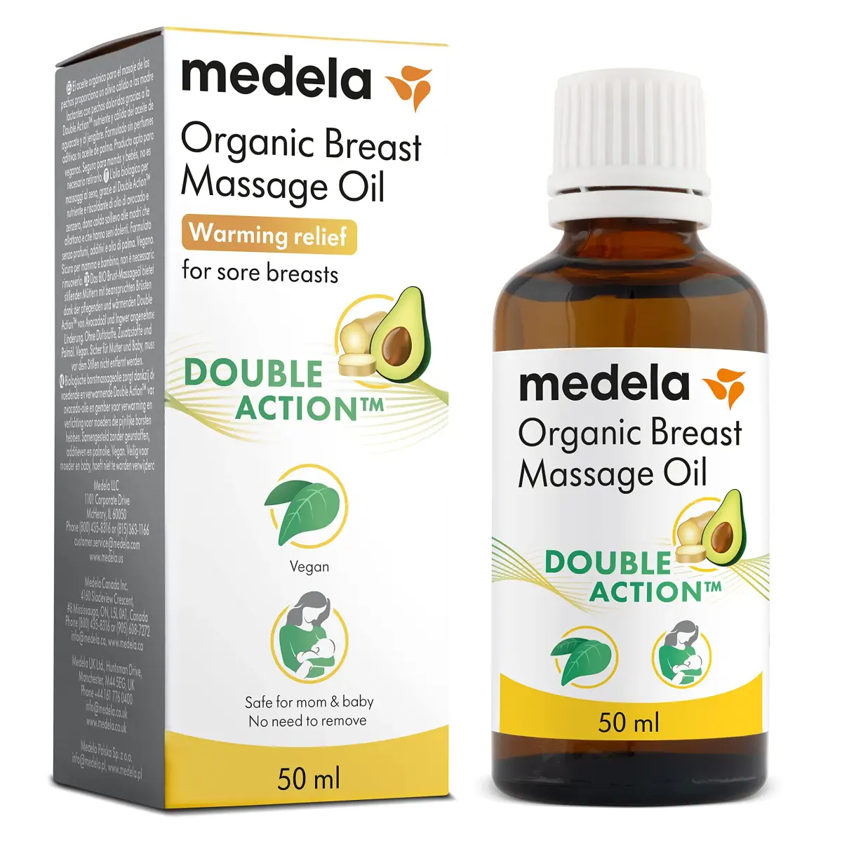 Medela Organic Breast Massage Oil 50ml (1.69 fl oz) | For Breastfeeding Comfort - main product image