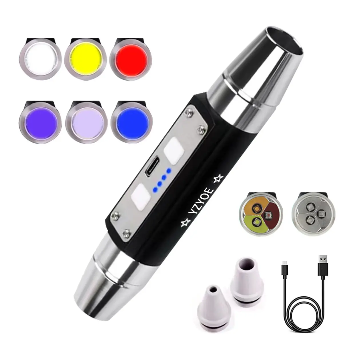 YZYOE 6-LED Rechargeable Gemstone Flashlight 14cm (5.5in) | Jade Appraisal & Diamond Detector Lamp - main product image
