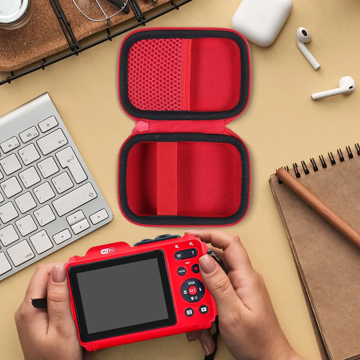 Aenllosi Hard Case for Kodak PIXPRO WPZ2 Rugged Digital Camera, Red | Water-Resistant EVA Shell & Fluffy Lining - view 7