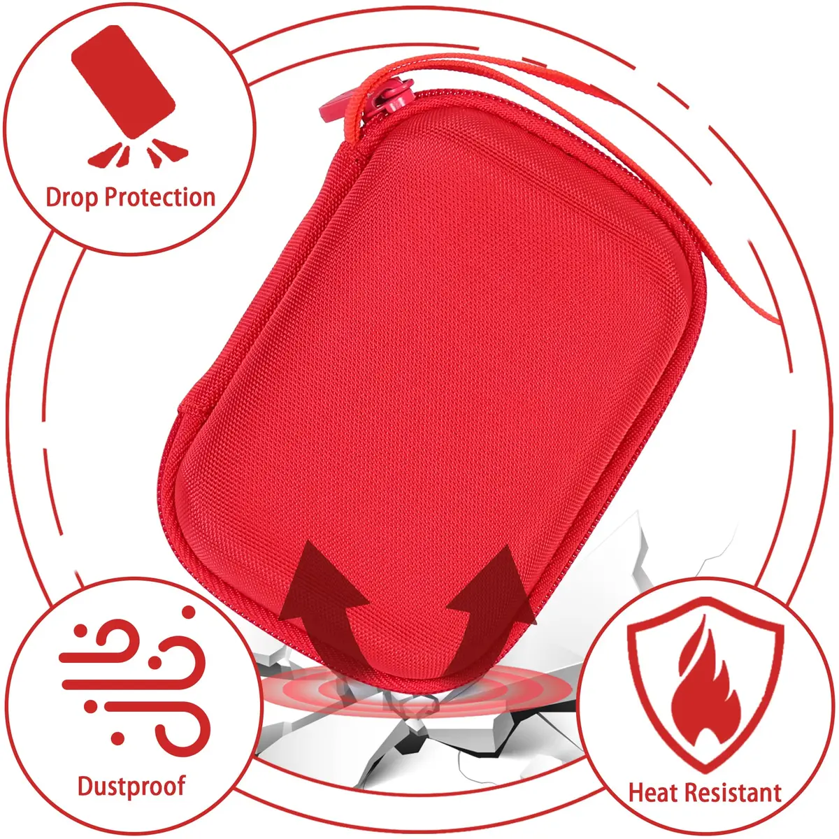 Aenllosi Hard Case for Kodak PIXPRO WPZ2 Rugged Digital Camera, Red | Water-Resistant EVA Shell & Fluffy Lining - view 3