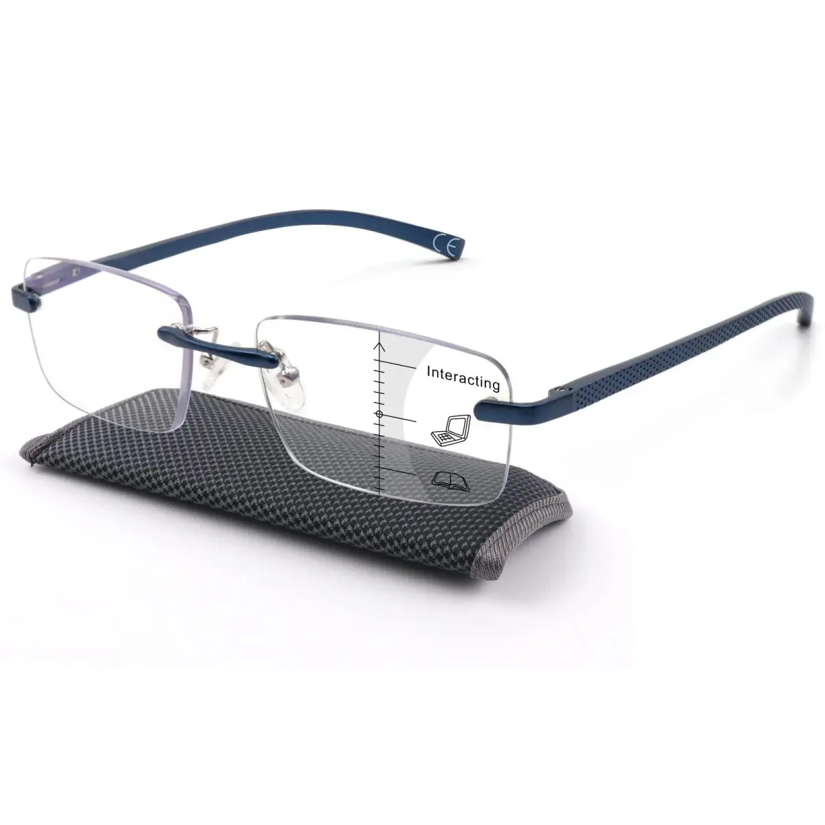 Missfive Premium Aluminum Progressive Multifocus Reading Glasses +2.25 Diopters | Blue Light Blocking, Spring Hinge - view 7
