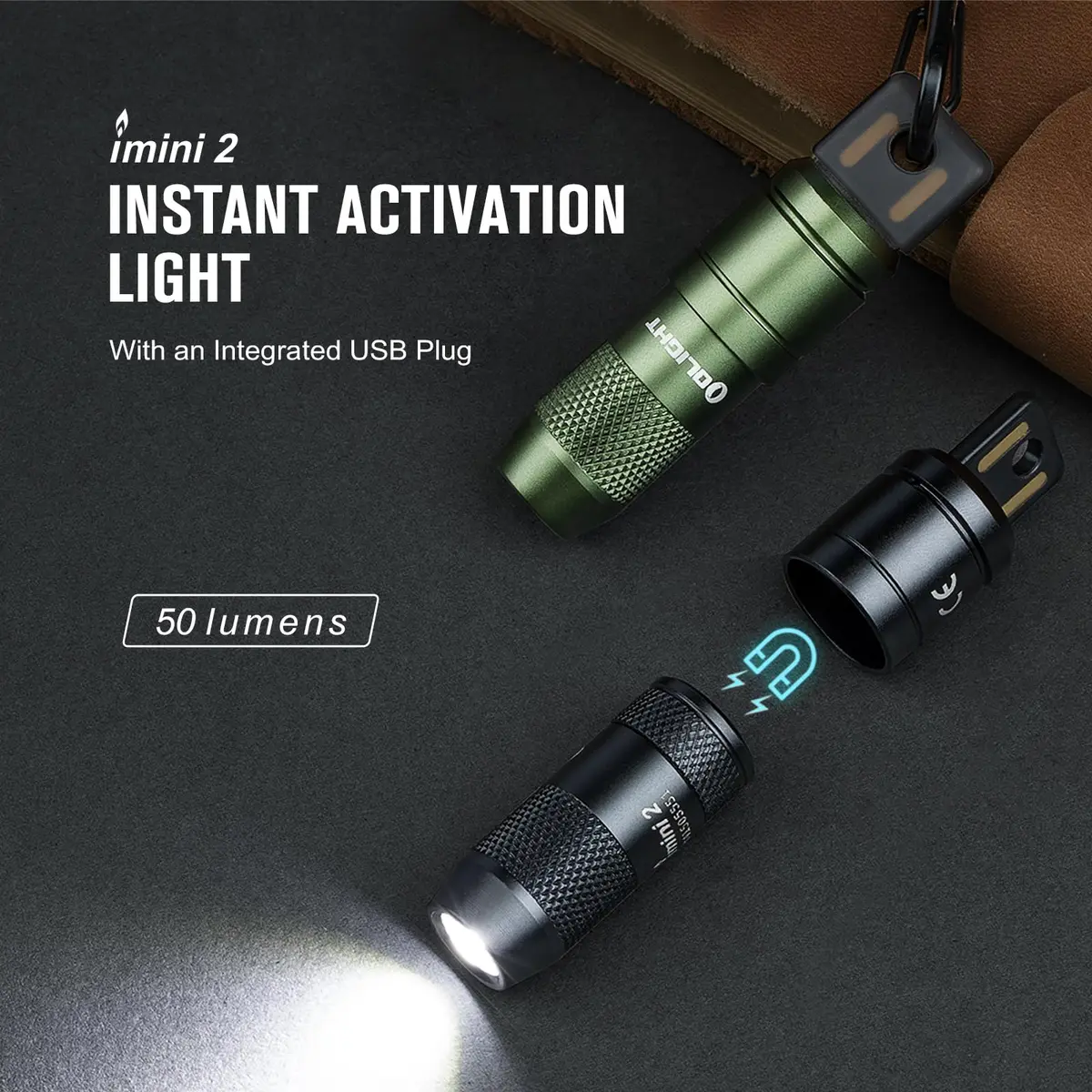 OLIGHT IMINI 2 Rechargeable Mini Flashlight Black | 50 Lumens, 21 M Throw, Compact & Stylish - view 2