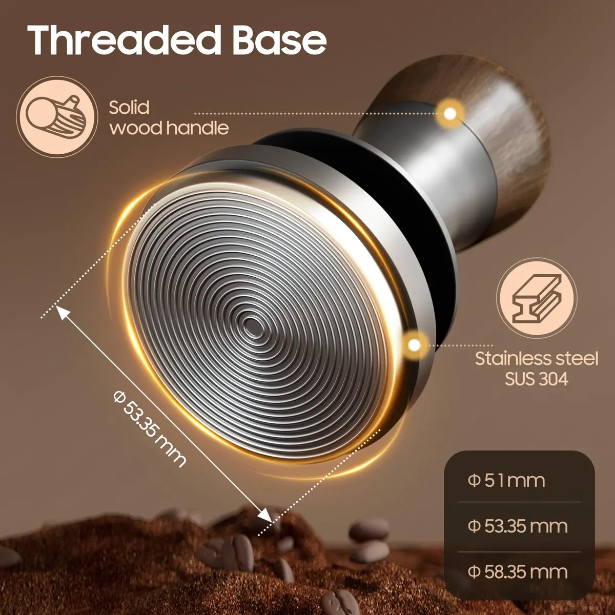 MHW-3BOMBER 54mm Espresso Tamper | Calibrated Barista-Quality Coffee Tool - view 3