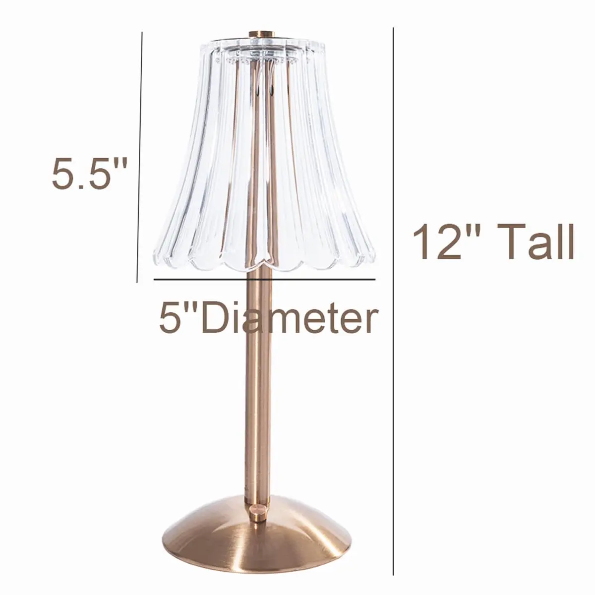 HEQET Cordless Table Lamp 12'' (30.48 cm) | Rechargeable LED Brass Portable Lamp with Dimmer - view 6