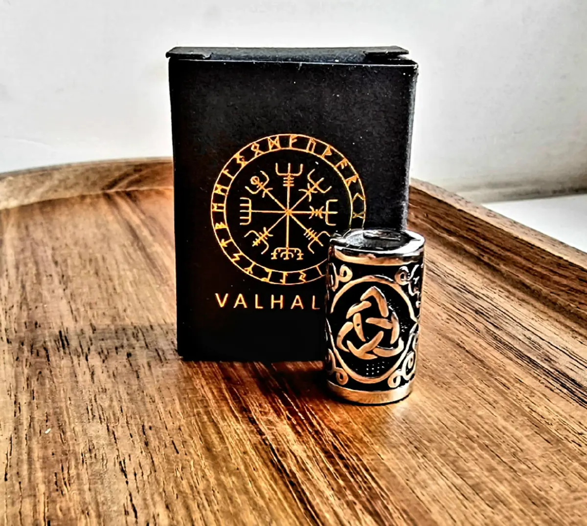 VALHALLA Viking Beard Bead Clip-On 316L Stainless Steel with Valknut Motif | 10mm (0.4 inch) Opening - view 7