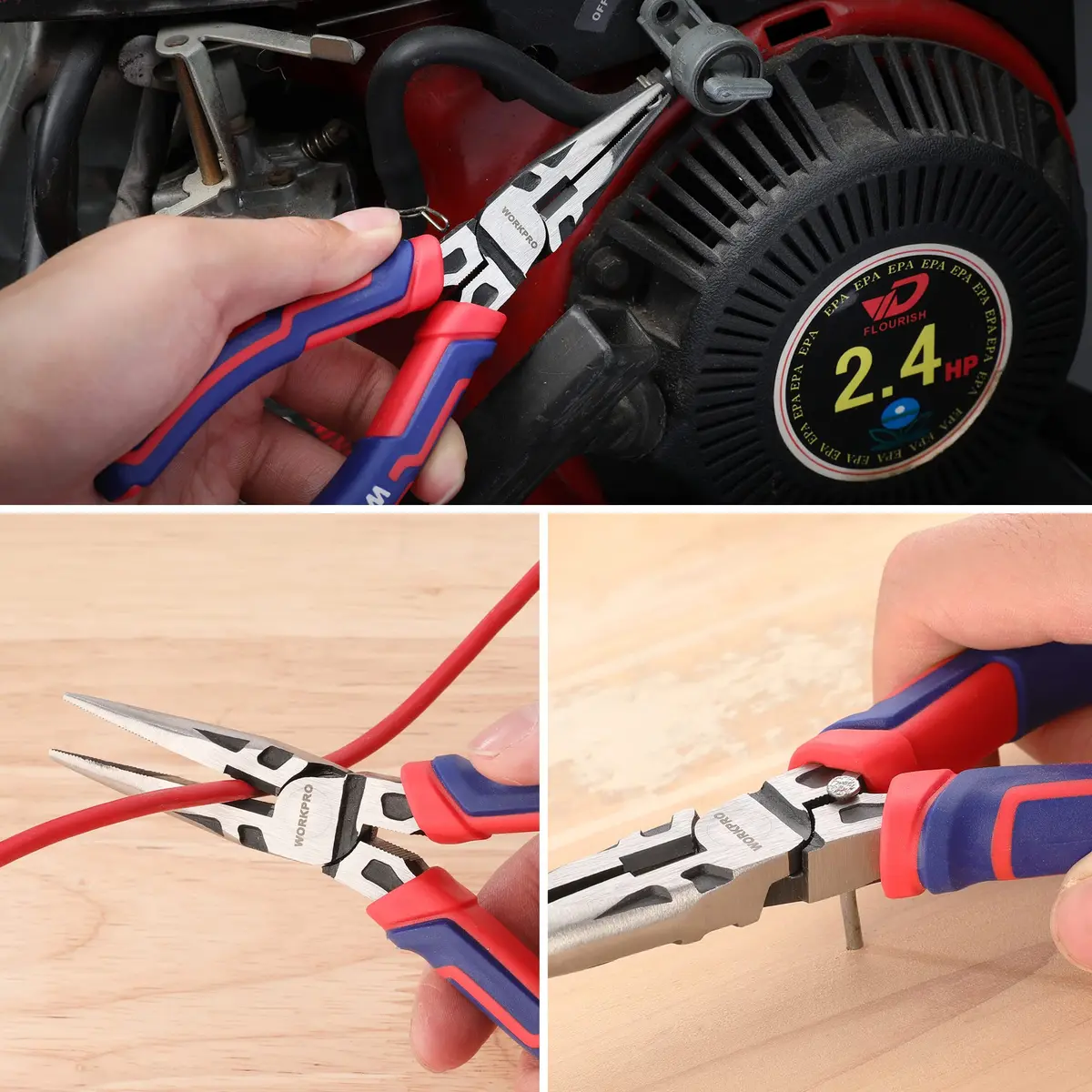 WORKPRO Premium 6” Needle Nose Pliers | Heavy-Duty CRV Steel, Soft Grip, Wire Cutter (6 inch, 15.24cm) - view 5