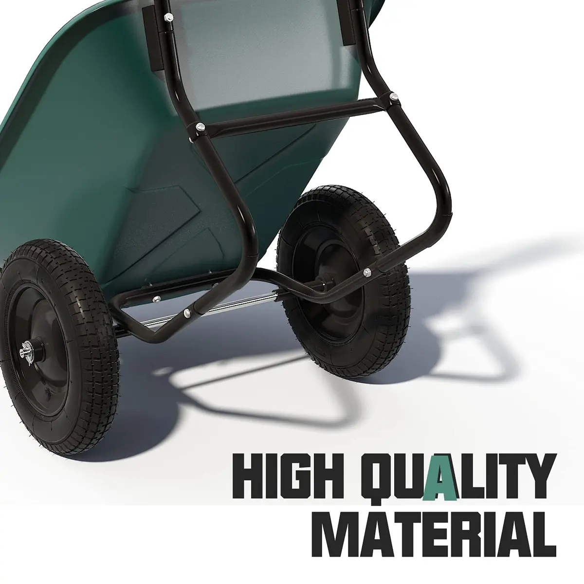 ARNOT Enlarged Dual-Wheel Wheelbarrow | Heavy Duty Garden Cart for Lawn & Farm, Green - view 3