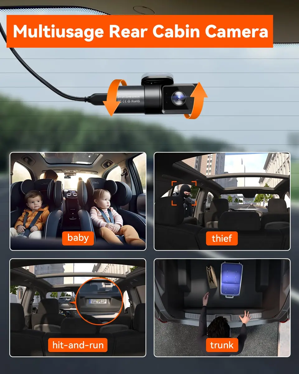 Vantrue N5 4 Channel WiFi Dash Cam 2.7K + 1080P Four Lens | 360° Coverage, Night Vision, GPS, 512GB Support - view 5
