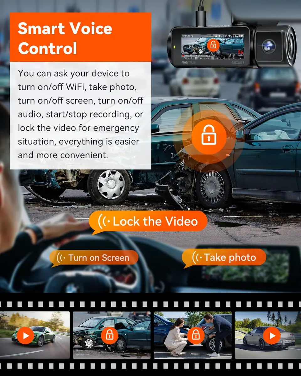 Vantrue N5 4 Channel WiFi Dash Cam 2.7K + 1080P Four Lens | 360° Coverage, Night Vision, GPS, 512GB Support - view 8