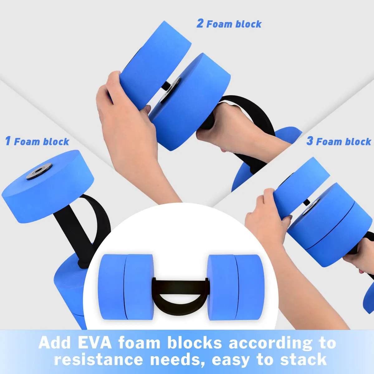 Hikeen Aquatic Exercise Dumbbells Blue | Water Aerobics Pool Resistance Dumbbells - view 2