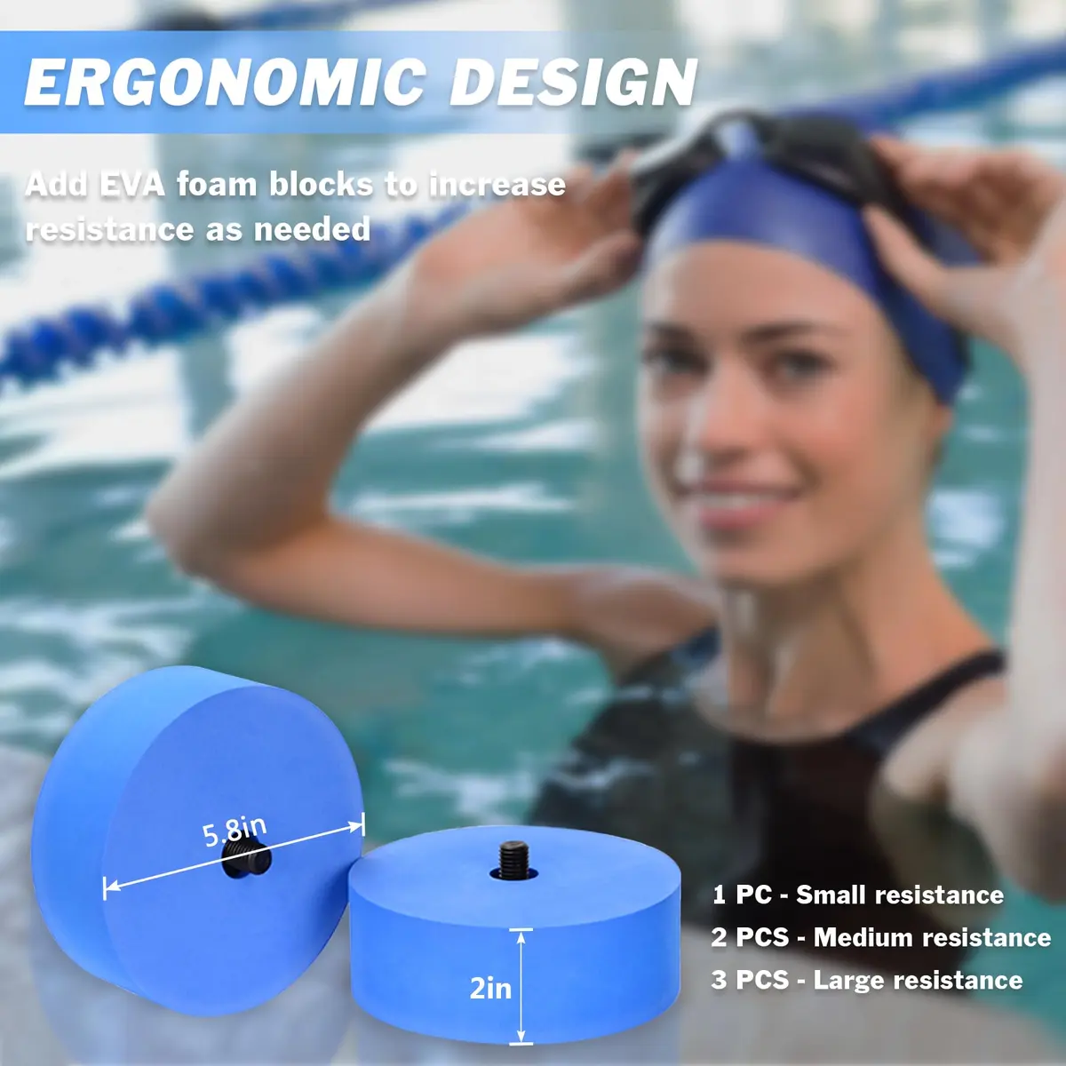 Hikeen Aquatic Exercise Dumbbells Blue | Water Aerobics Pool Resistance Dumbbells - view 3
