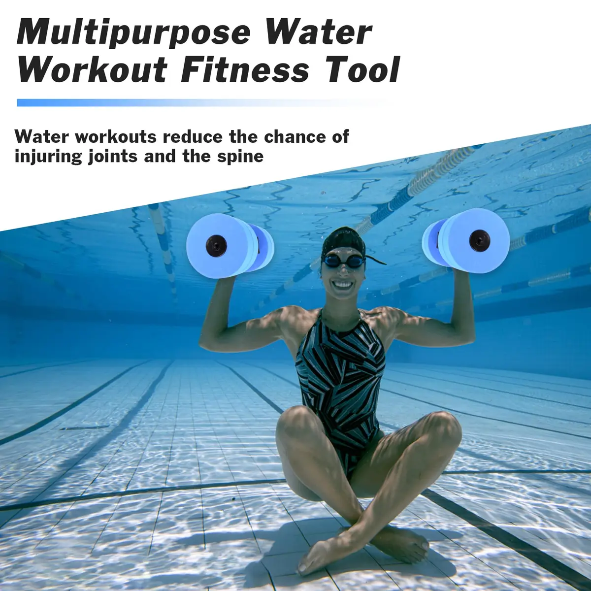 Hikeen Aquatic Exercise Dumbbells Blue | Water Aerobics Pool Resistance Dumbbells - view 4