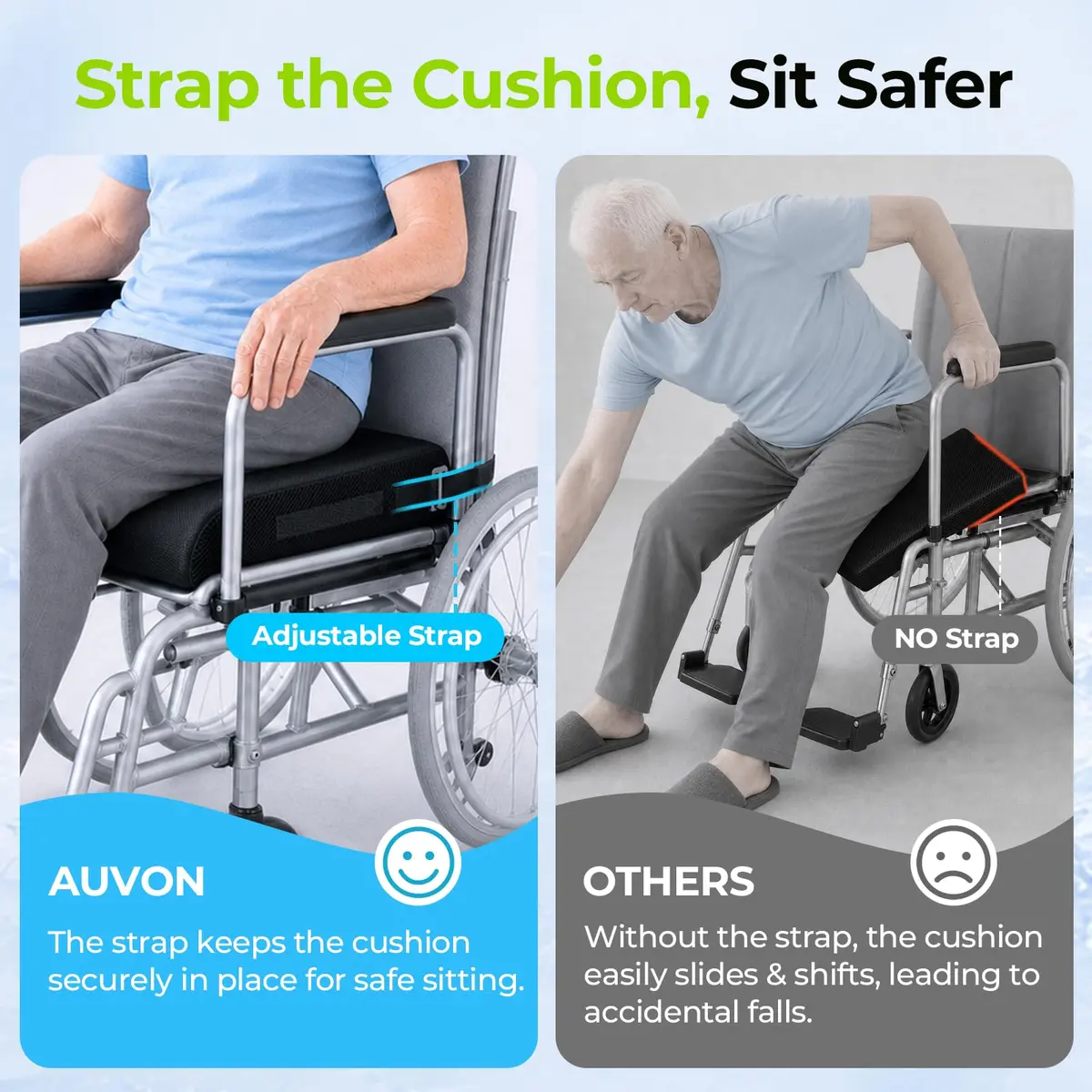 AUVON Gel Wheelchair Seat Cushion XL (43.18 cm x 38.1 cm x 7.62 cm) | Pressure Relief for Back Pain - view 5
