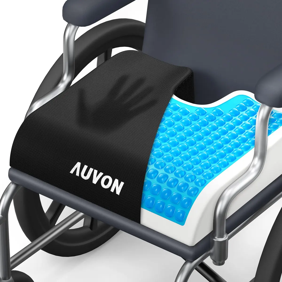 AUVON Gel Wheelchair Seat Cushion XL (43.18 cm x 38.1 cm x 7.62 cm) | Pressure Relief for Back Pain - main product image