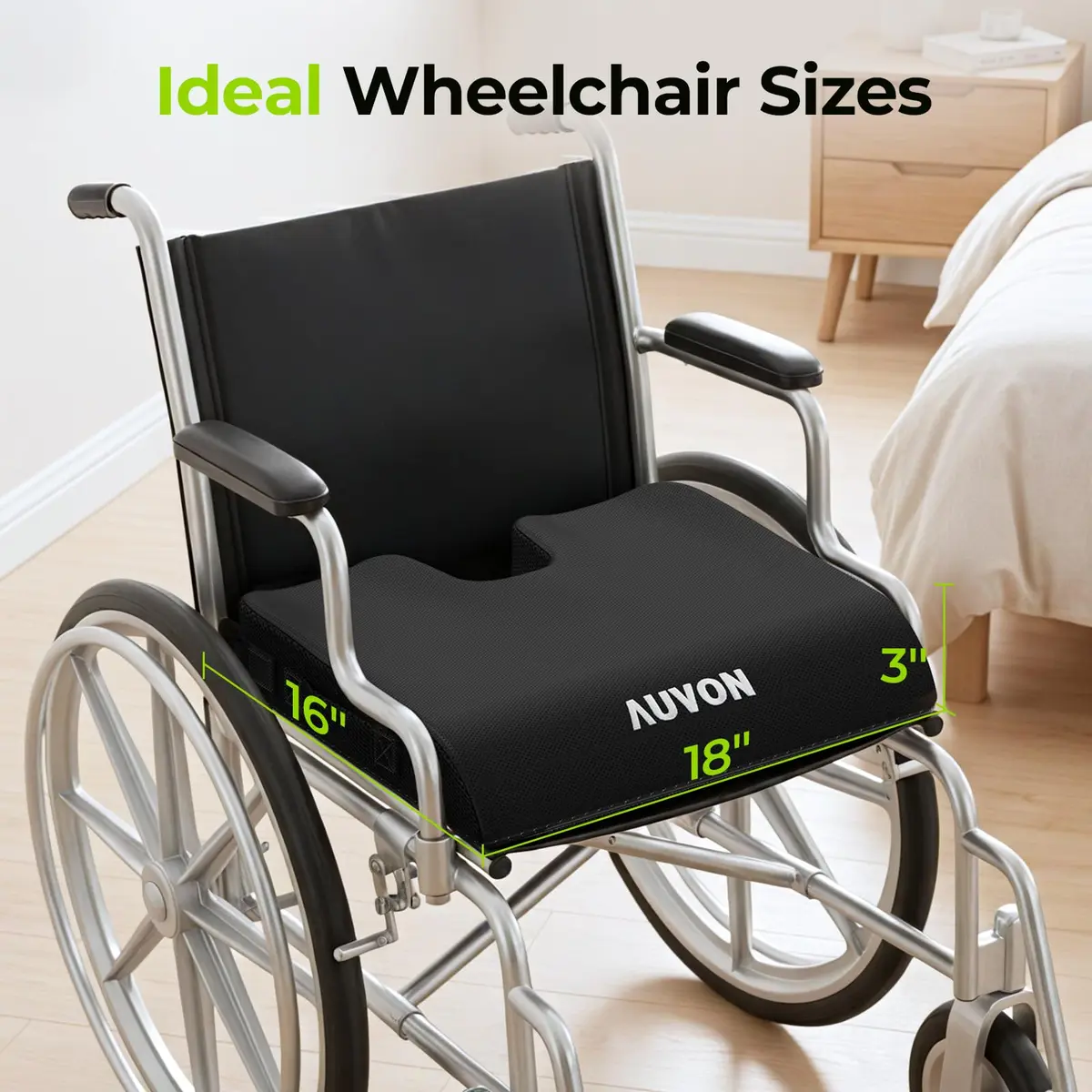 AUVON Gel Wheelchair Seat Cushion XL (43.18 cm x 38.1 cm x 7.62 cm) | Pressure Relief for Back Pain - view 8