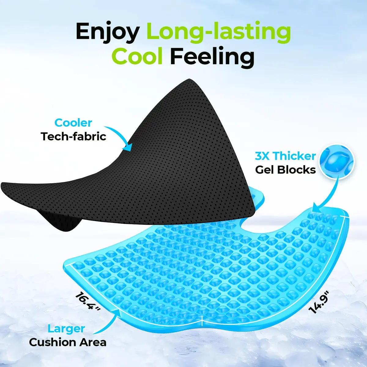 AUVON Gel Wheelchair Seat Cushion XL (43.18 cm x 38.1 cm x 7.62 cm) | Pressure Relief for Back Pain - view 2