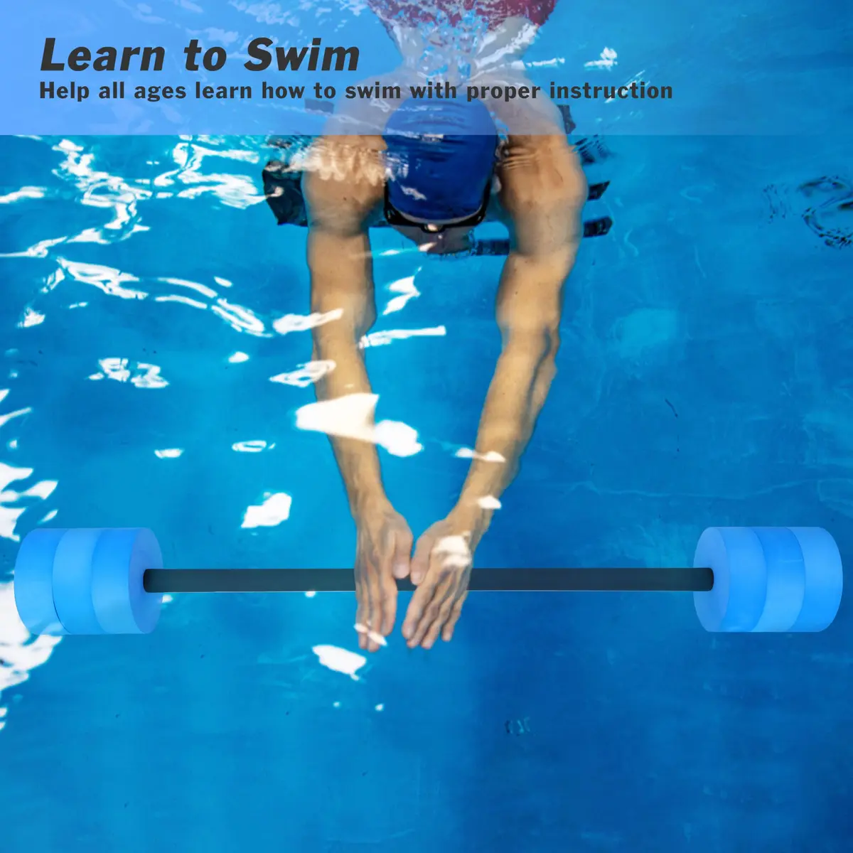 Hikeen Aquatic Exercise Dumbbells Blue Long Barbell | Water Aerobics Pool Resistance - view 3