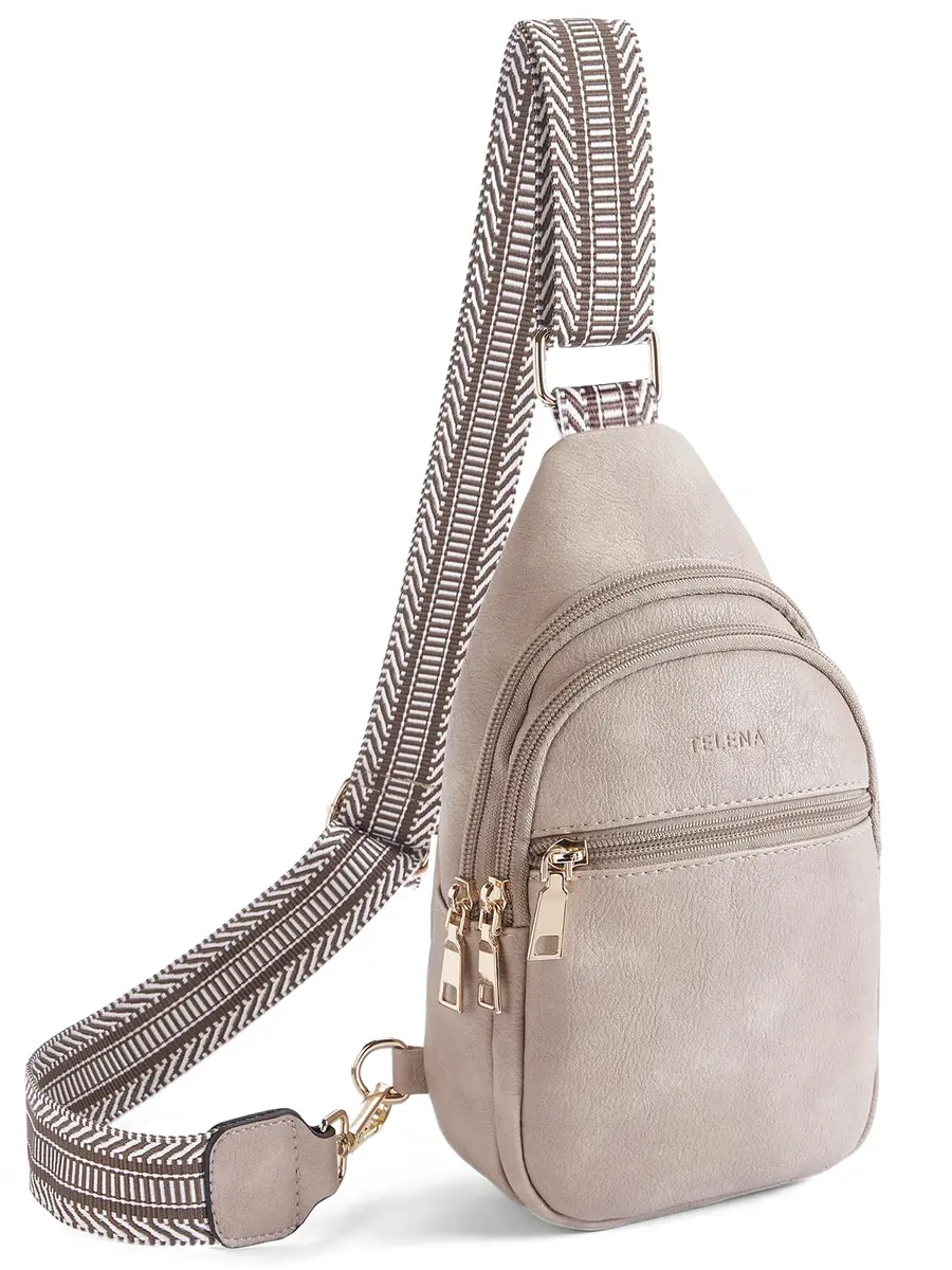 Telena Leather Sling Bag for Women Crossbody Adjustable Strap Cloud Grey | Hands-Free Fashion - main product image