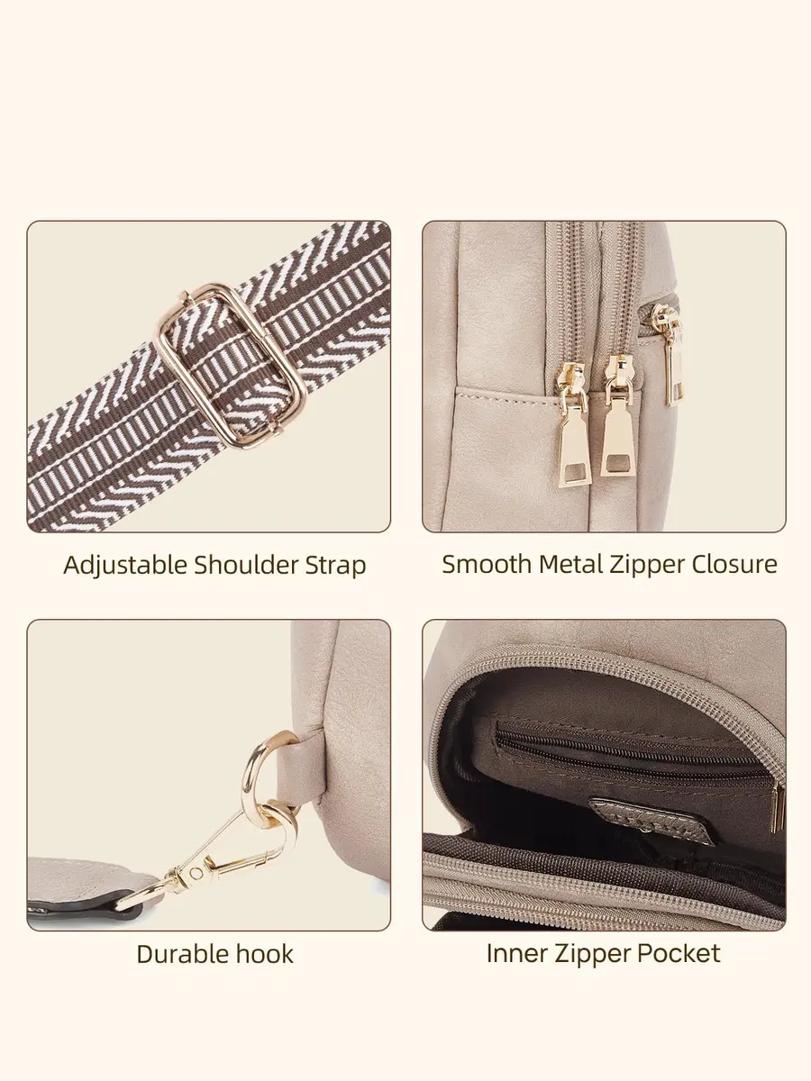 Telena Leather Sling Bag for Women Crossbody Adjustable Strap Cloud Grey | Hands-Free Fashion - view 5