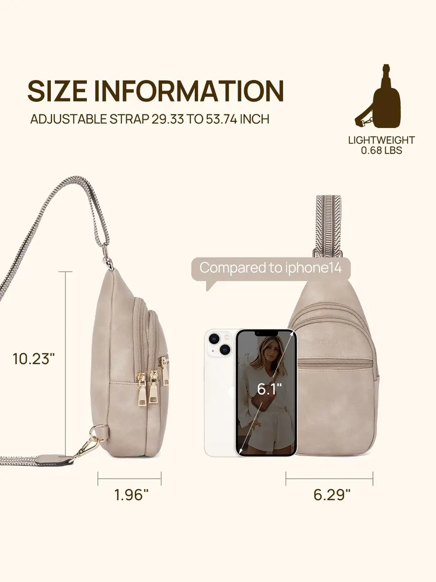 Telena Leather Sling Bag for Women Crossbody Adjustable Strap Cloud Grey | Hands-Free Fashion - view 4