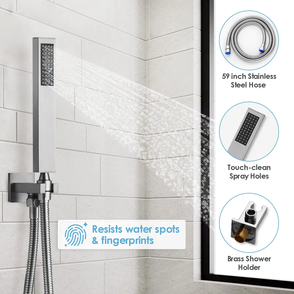 EVERSTEIN Shower System with Body Jets | 12 Inch Rain Mixer Set | Brushed Nickel - view 5
