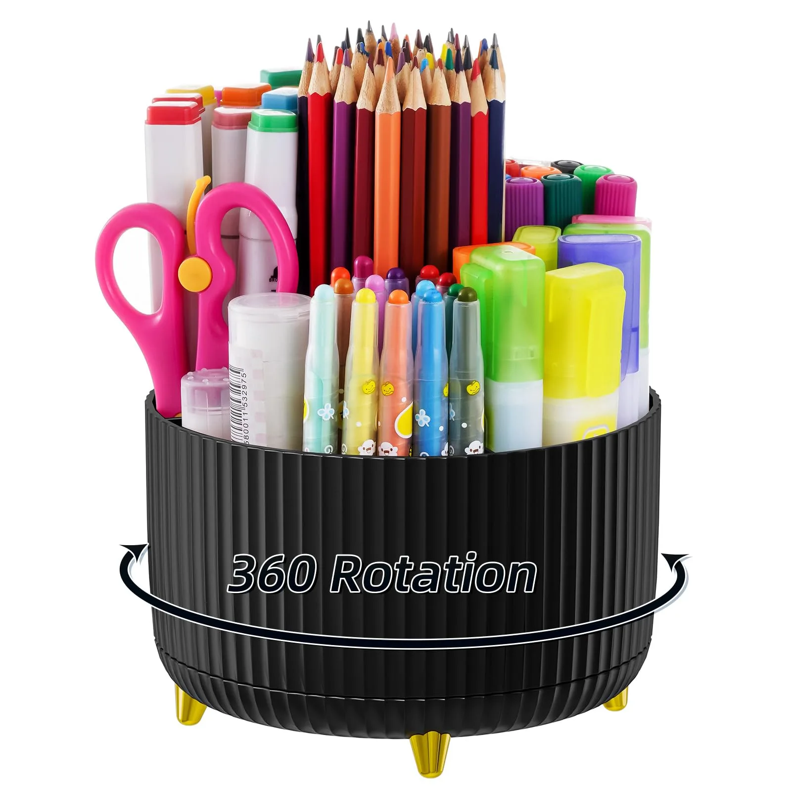 Marbrasse Rotating Desk Organizer with 5 Compartments | Smart 360 Degree Revolving Design - main product image