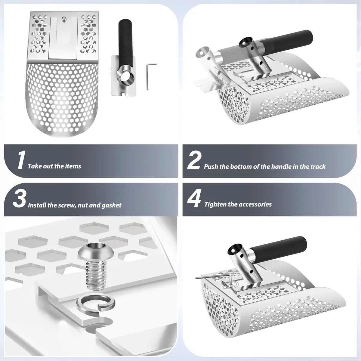GADFISH Heavy Duty Sand Scoop for Metal Detecting | 790g (1.74 lb) Stainless Steel Sifting Tool - view 5