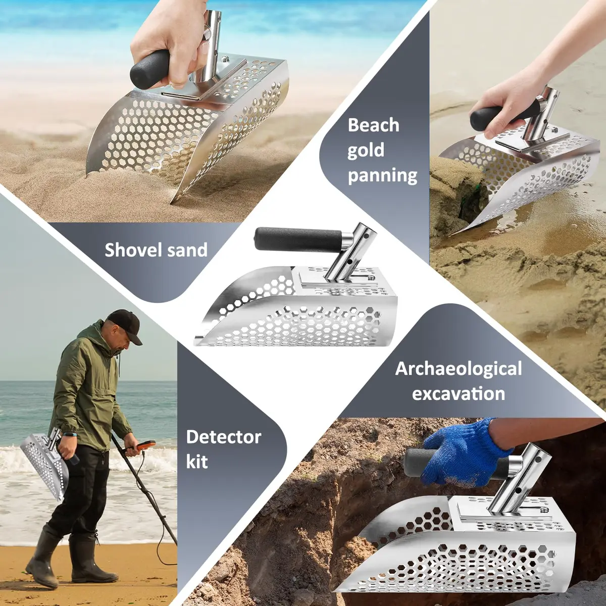 GADFISH Heavy Duty Sand Scoop for Metal Detecting | 790g (1.74 lb) Stainless Steel Sifting Tool - view 6