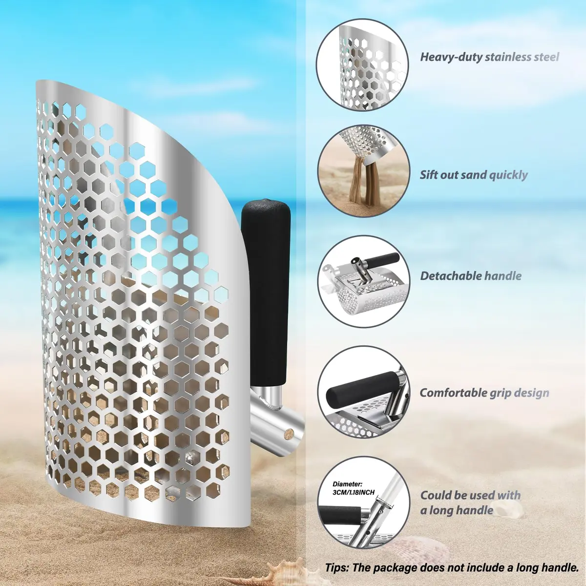 GADFISH Heavy Duty Sand Scoop for Metal Detecting | 790g (1.74 lb) Stainless Steel Sifting Tool - view 3