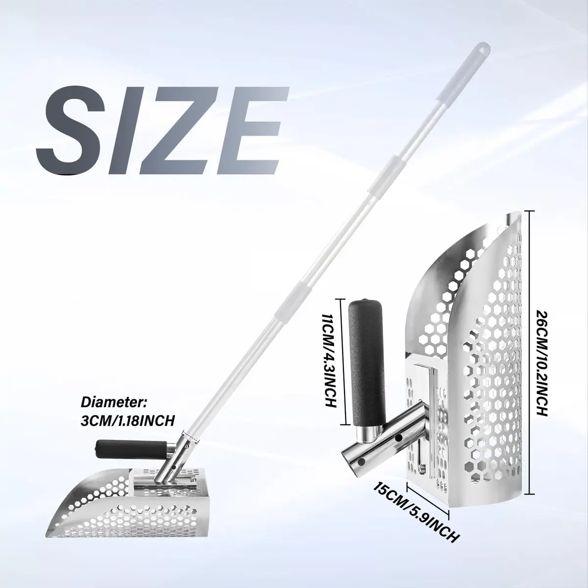 GADFISH Heavy Duty Sand Scoop for Metal Detecting | 790g (1.74 lb) Stainless Steel Sifting Tool - view 4