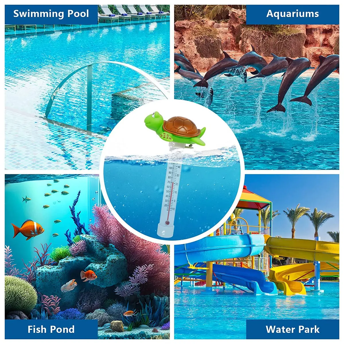 Unipool Floating Pool Thermometer Turtle Style with String | Large Display, Fahrenheit & Celsius, Shatter Resistant - view 7