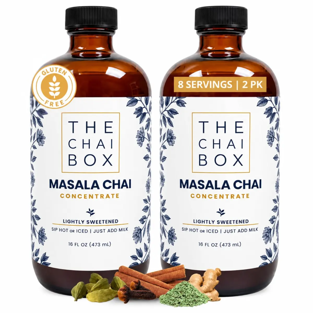 The Chai Box Sweetened Chai Concentrate 16 oz | Vegan & Gluten Free | Small Batch Indian-Inspired Flavour - main product image