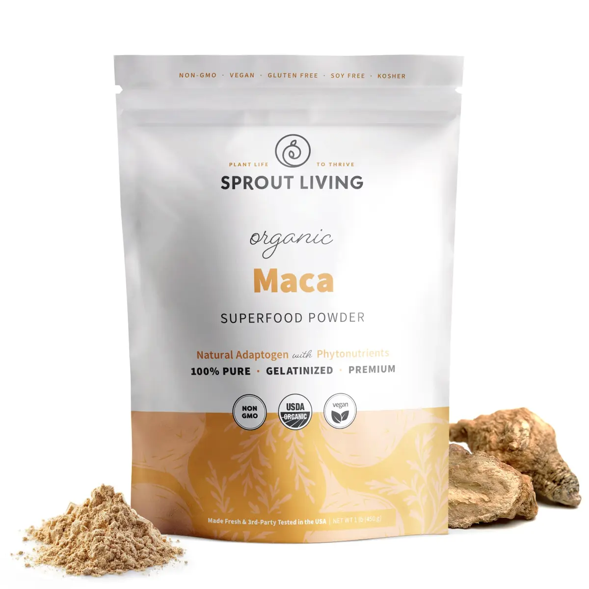 Sprout Living Organic Gelatinized Maca Root Powder | Adaptogen for Energy & Balance (70-120 chars) - main product image