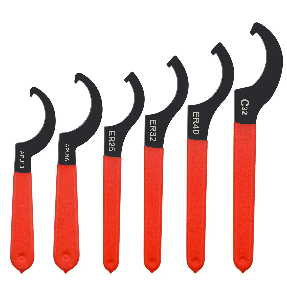 Mdvora 6pcs Coilover Spanner Wrench Set, C-Shape Shock Hook Wrench Tools | Durable Alloy Steel & Rubber Handle - main product image