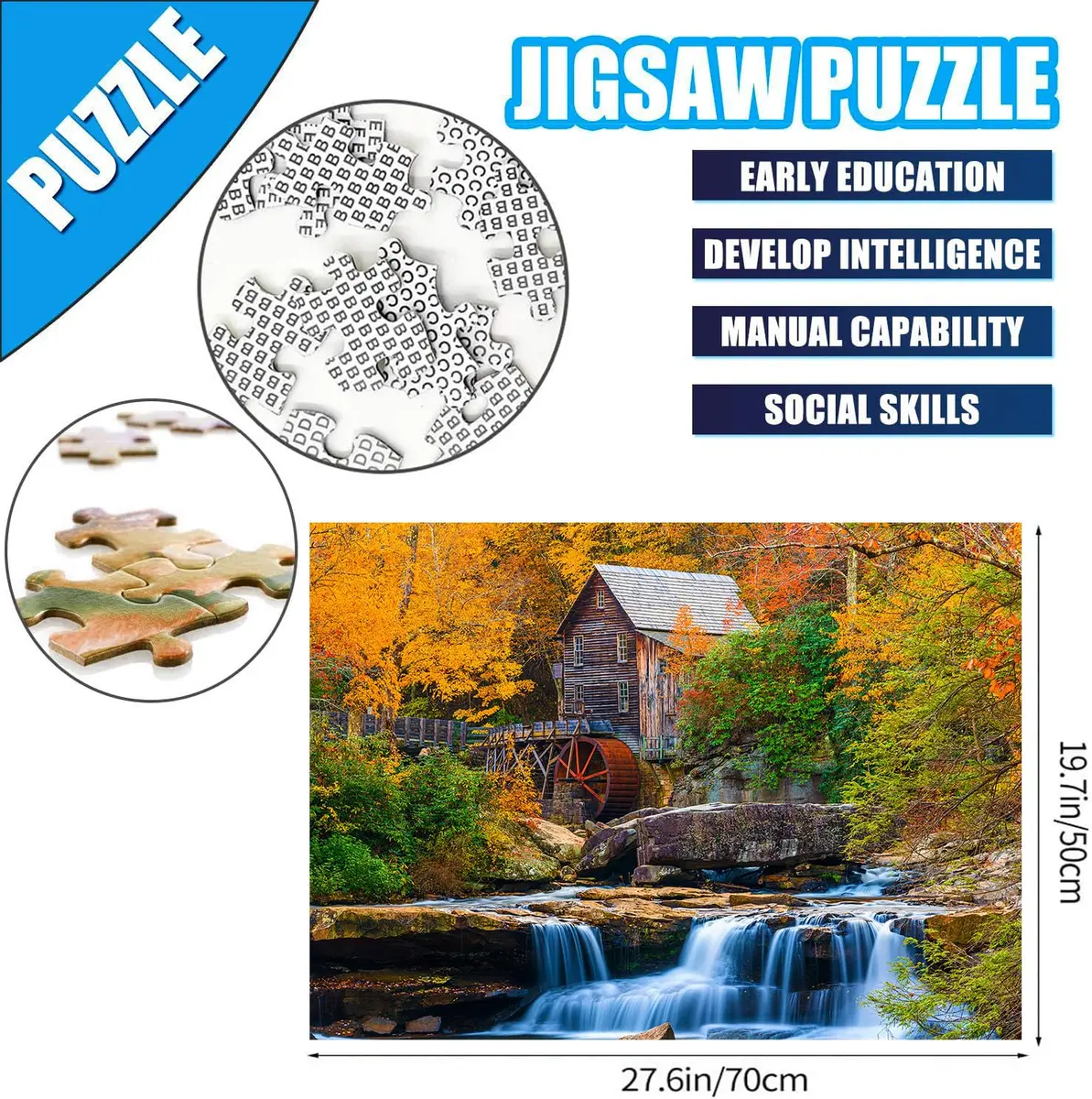 RECHIATO 2 Pack Fall 1000 Pieces Jigsaw Puzzles | Autumn Nature Scenic Challenge for Adults - view 7