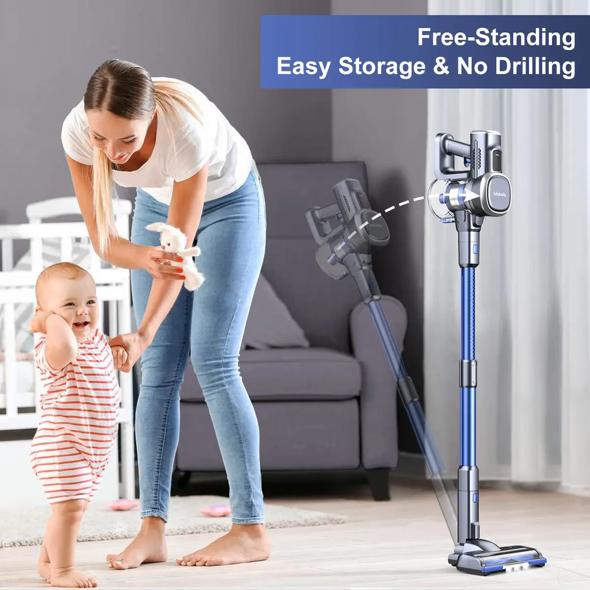 Lubluelu Cordless Stick Vacuum Cleaner, Lightweight 235W Brushless Motor, Rechargeable Battery, Self-Standing for Carpet & Hard Floor - view 3