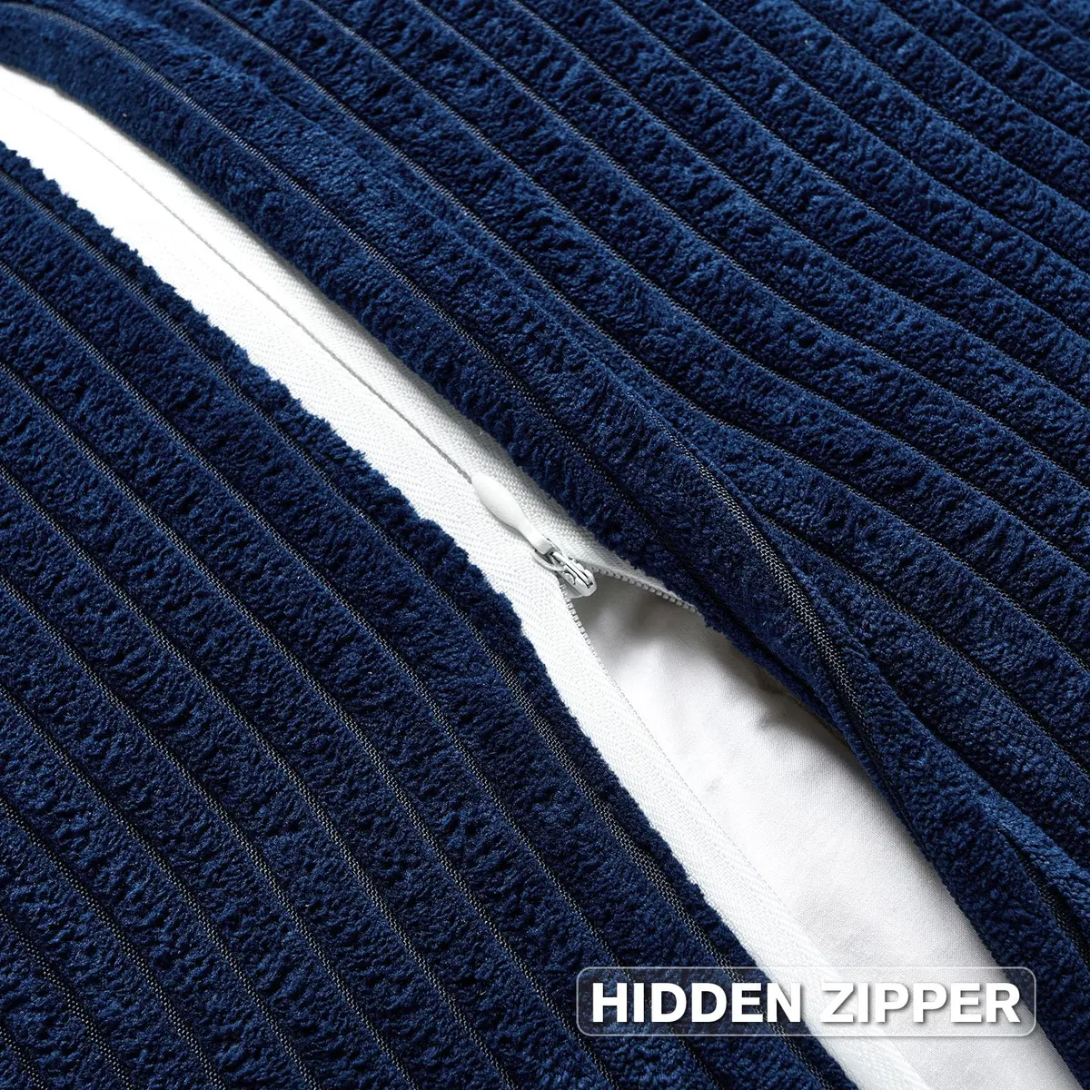 HAUSSY Corduroy Throw Pillow Covers 22x22 Inch Navy Blue | Durable, Soft & Versatile - view 2