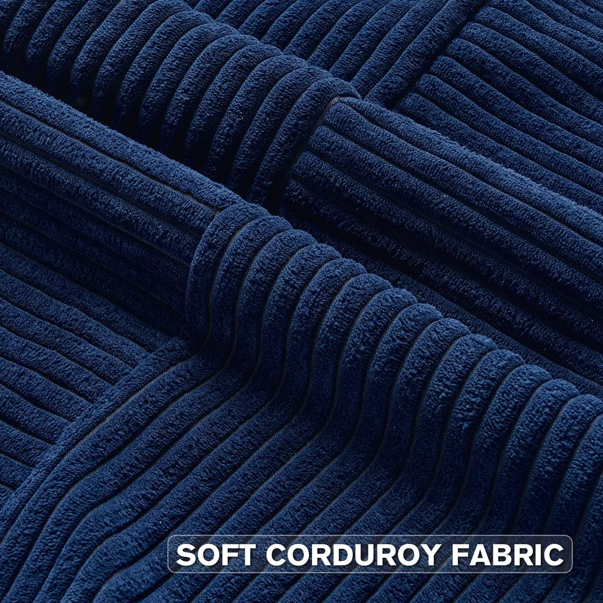 HAUSSY Corduroy Throw Pillow Covers 22x22 Inch Navy Blue | Durable, Soft & Versatile - view 4