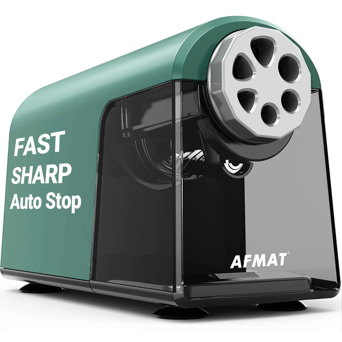AFMAT PSX2 Heavy Duty Electric Pencil Sharpener 6 Holes | Auto Stop, Super Fast, Classroom Use, Green - main product image