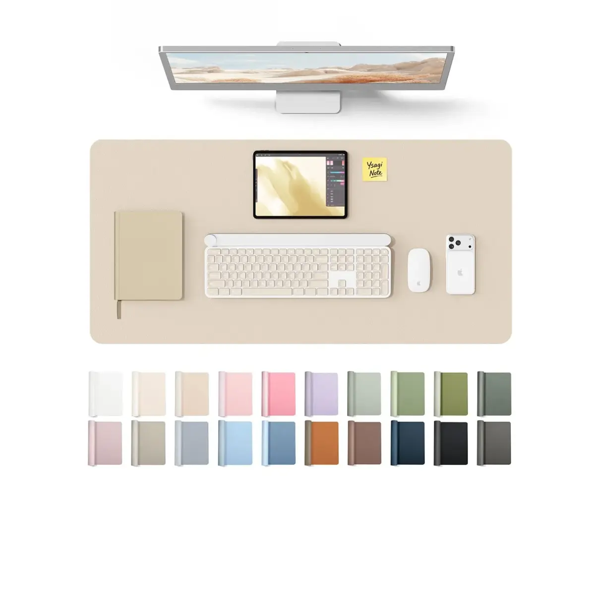 YSAGi Leather Desk Protector 88.9cm x 43.18cm (35.4" x 17") | Protects Desks with Waterproof PU Leather - main product image