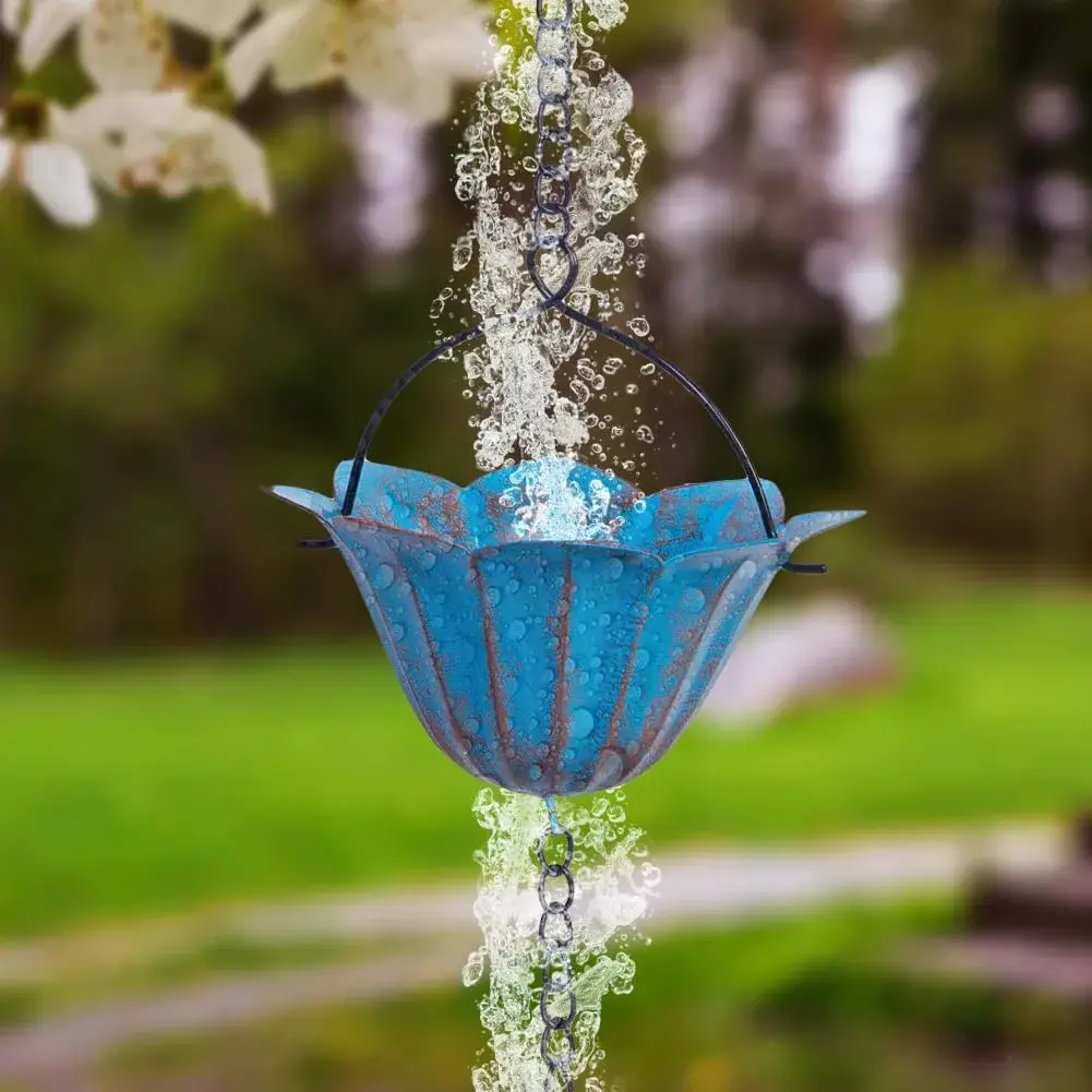 giole Hummingbird Rain Chain 2.27 kg (5 lb) | 12 Cups & 11 Hummingbirds, 3.96 m (13.4 ft) Length | Decorative Gutter Alternative - view 6