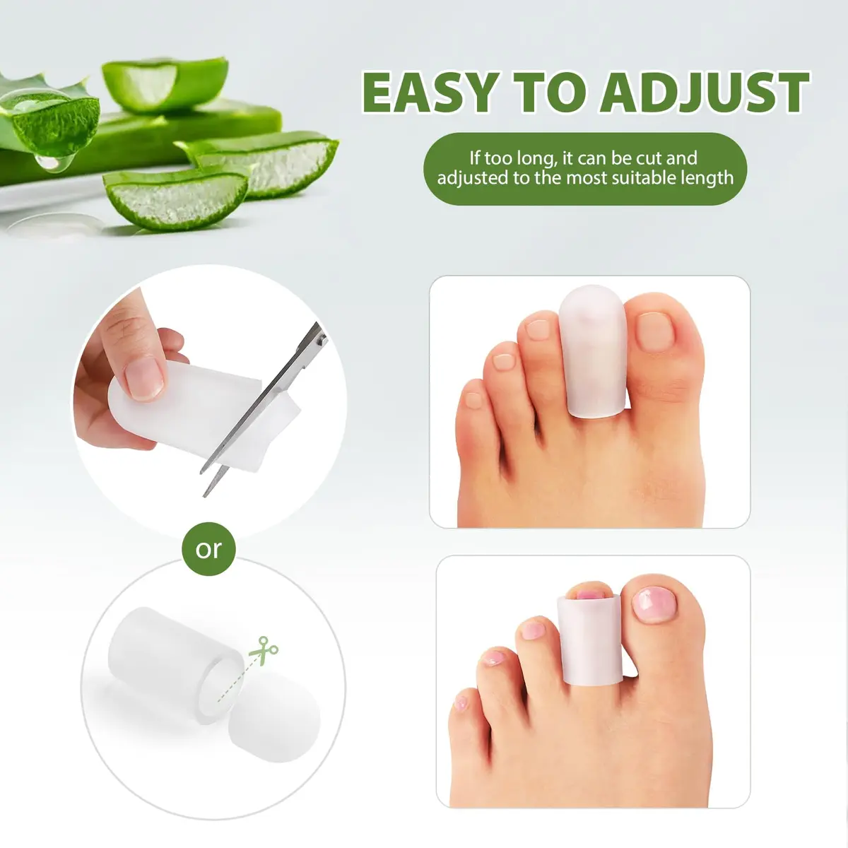 Bukihome Silicone Toe Protectors - 12 Pack Gel Toe Sleeves for Pain Relief & Protection (8L + 4S) | Aloe Vera & Essential Oils - view 3