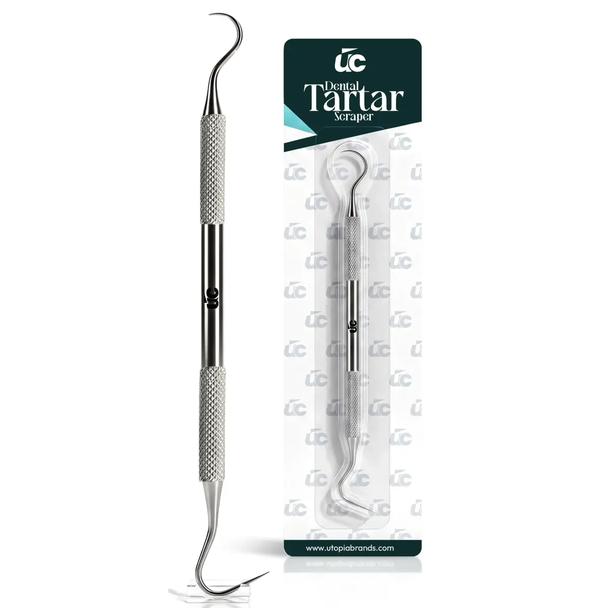 Utopia Care Professional Plaque Remover Tool 6.5 Inch Double-Sided Stainless Steel | Tartar Scraper for Teeth Cleaning - main product image
